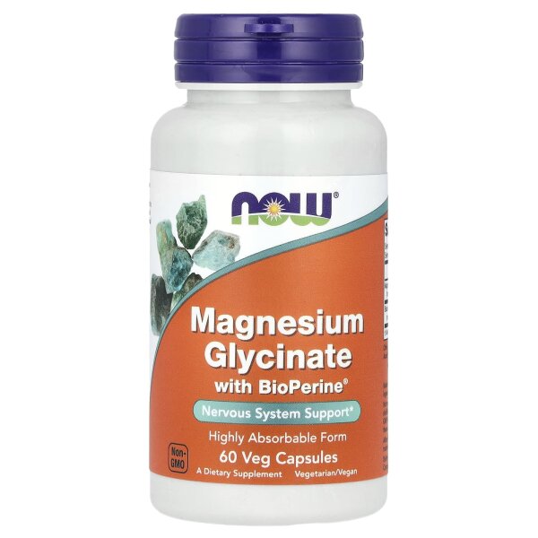 Now Foods, Magnesiumglycinat mit BioPerine®, 60 pflanzliche Kapseln