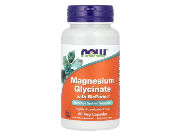 Now Foods, Magnesiumglycinat mit BioPerine®, 60 pflanzliche Kapseln