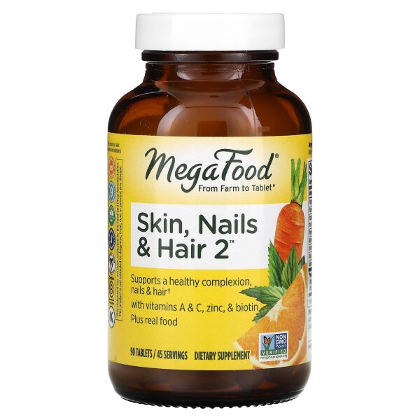 MegaFood, Skin, Nails & Hair 2, Haut, Nägel und Haare, 90 Tabletten