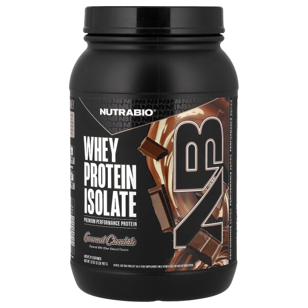 NutraBio, Whey Protein Isolate, Molkenproteinisolat, "Gourmet Chocolate“, 907 g