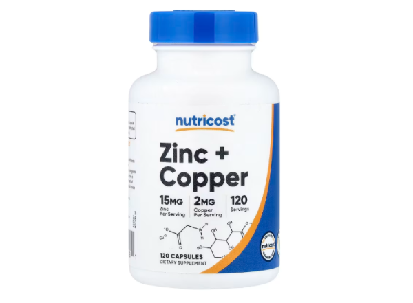 Nutricost, Zinc + Copper, Zink und Kupfer, 120 Kapseln