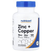 Nutricost, Zinc + Copper, Zink und Kupfer, 120 Kapseln