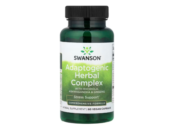 Swanson, Adaptogenic Herbal Complex mit Rhodiola, Ashwagandha und Ginseng, 60 vegane Kapseln