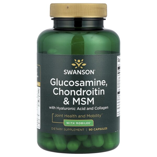 Swanson, Glucosamin, Chondroitin und MSM mit Hyaluronsäure und Kollagen, 90 Kapseln