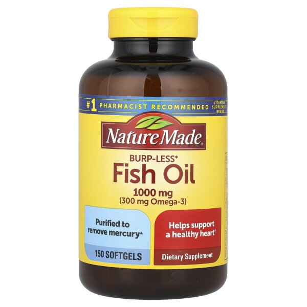 Nature Made, Fish Oil, Burp-Less, Fischöl, 1.000 mg, 150 Weichkapseln