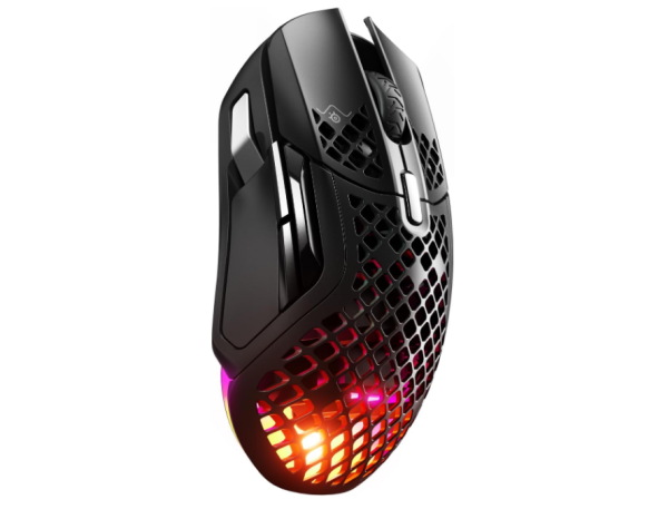 SteelSeries Aerox 5 Wireless – RGB Gaming-Mouse mit Öffnungen