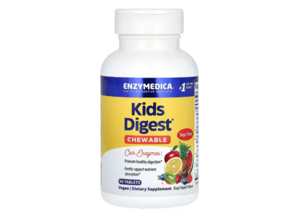 Enzymedica, Kids Digest, Ergänzungsmittel zur Unterstützung der Verdauung für Kinder, Fruchtpunsch, 90 Tabletten