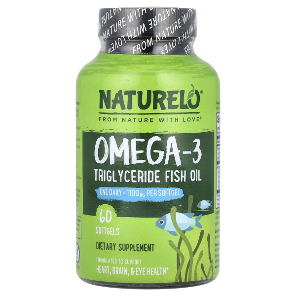 NATURELO, Omega-3-Triglycerid-Fischöl, 1.100 mg, 60 Weichkapseln