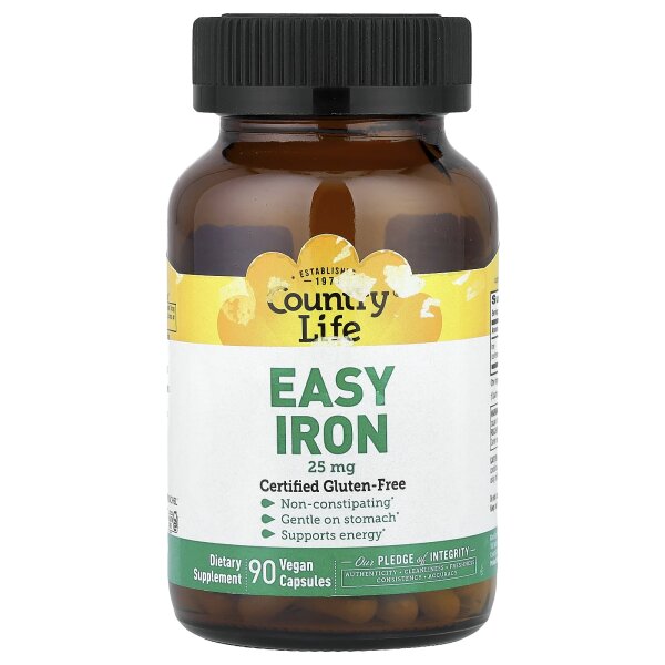 Country Life, Easy Iron, 25 mg, 90 vegane Kapseln - DE Versand via DHL