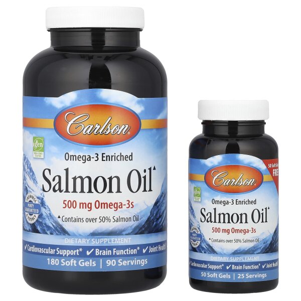 Carlson, mit Omega-3 angereichertes Lachsöl, 230 Weichkapseln