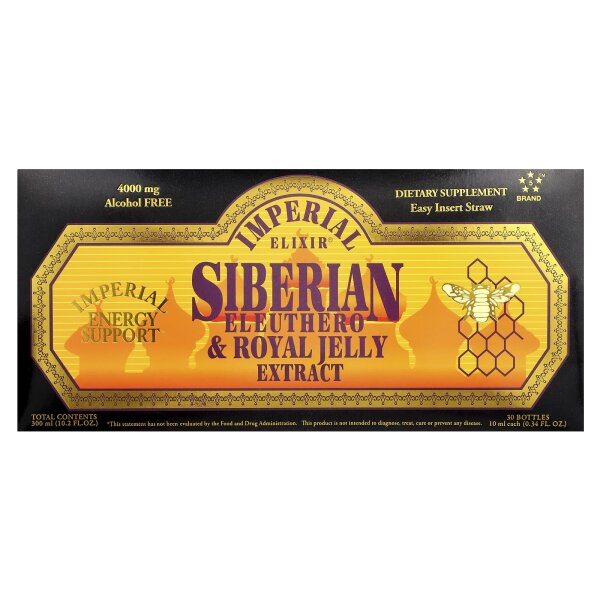 Imperial Elixir, Taigawurzel & Gelée-Royale-Extrakt, Alkoholfrei, 4.000 mg, 30 Flaschen, jeweils 10 ml