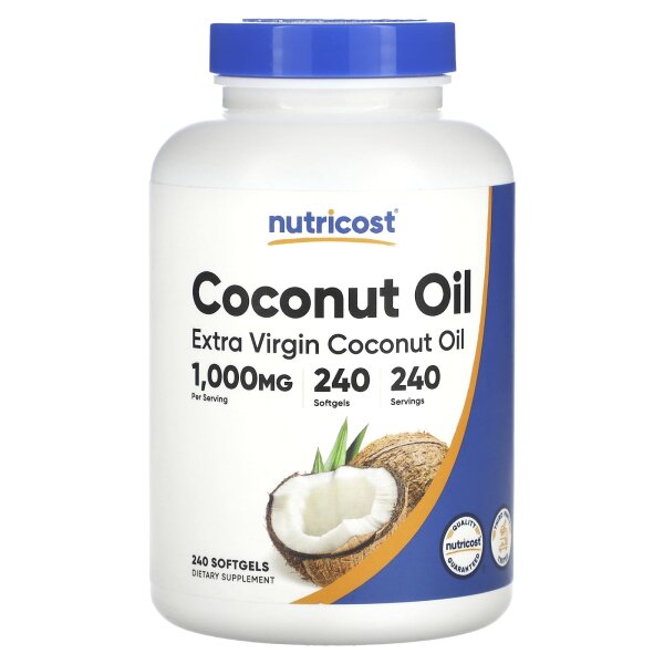 Nutricost, Natives Kokosnussöl extra, 1.000 mg, 240 Kapseln