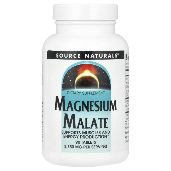 Source Naturals, Magnesium Malate, Magnesium-Malat, 90 mg, 180 Tabletten