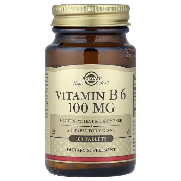Solgar, Vitamin B6, 100 mg, 100 Tabletten - DE Versand via DHL