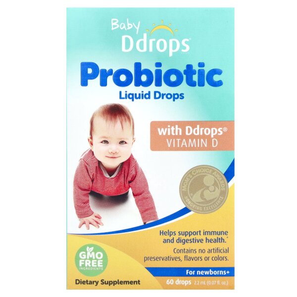 Ddrops, Baby, Probiotic Liquid Drops, flüssige Probiotika-Tropfen für Babys+, 60 Tropfen, 2,2 ml