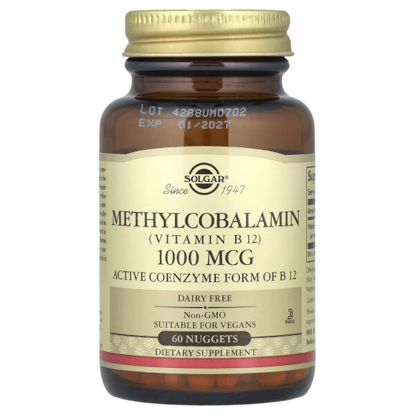 Solgar. sublinguales Methylcobalamin (Vitamin B12), 1.000 mcg, 60 Nuggets