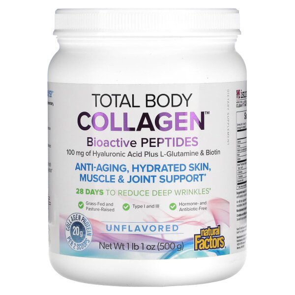 Natural Factors, Kollagen, bioaktive Peptide, geschmacksneutral, 500 g