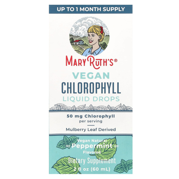 MaryRuths, Vegan Chlorophyll Liquid Drops, flüssige Chlorophyll-Tropfen, Pfefferminze, 50 mg, 60 ml