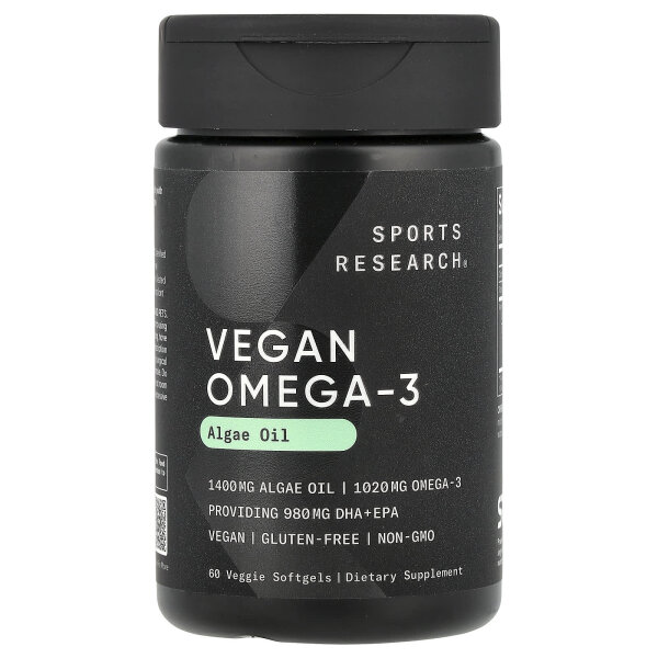 Sports Research, Vegan Omega-3, veganes Omega-3, 60 vegetarische Weichkapseln