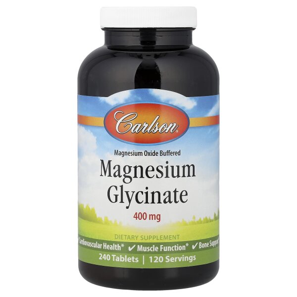 Carlson, Magnesium Glycinate, Magnesiumglycinat, 240 Tabletten (200 mg pro Tablette)