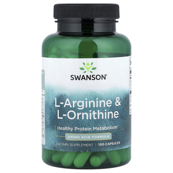 Swanson, L-Arginine & L-Ornithine, L-Arginin und L-Ornithin, 100 Kapseln