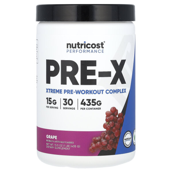 Nutricost, Performance, PRE-X, Pre-Workout-Komplex, Traube, 435 g