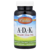Carlson, Vitamins A – D3 – K2, Vitamine A – D3 – K2, 120 Weichkapseln