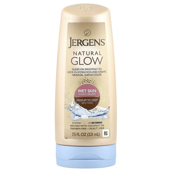 Jergens, Natural Glow, Feuchtigkeitscreme für feuchte Haut, mittel bis gebräunt, 221 ml