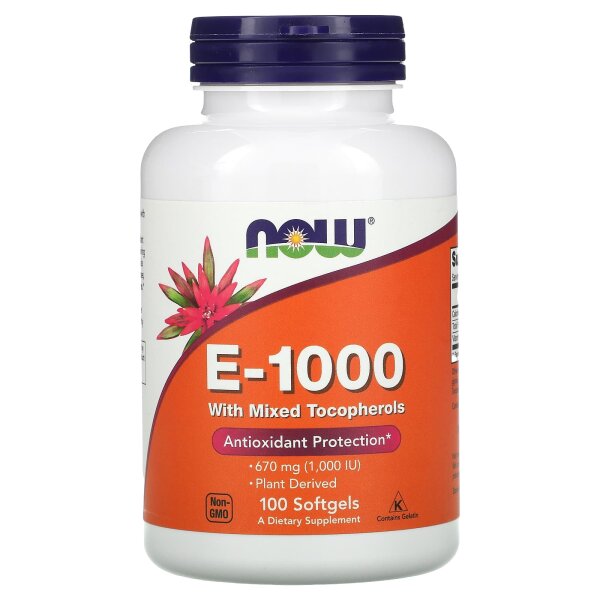 Now Foods, E-1000 mit gemischten Tocopherolen, 670 mg (1.000 IU), 100 Weichkapseln