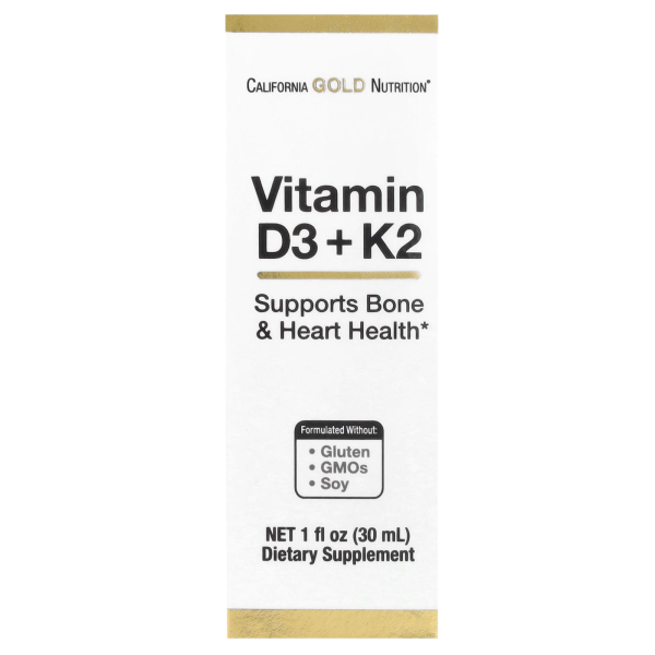 California Gold Nutrition, Vitamin D3 + K2 als MK4, 25 mcg (1.000 IU), 30 ml