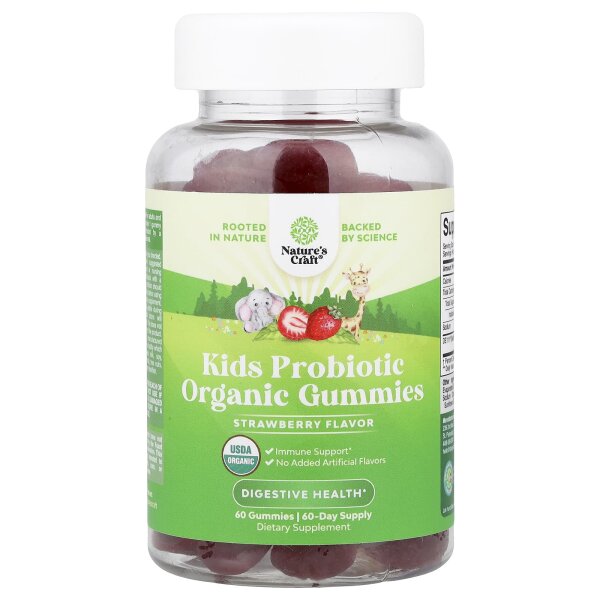Natures Craft, probiotische Bio-Fruchtgummis für Kinder, Erdbeere, 60 Fruchtgummis