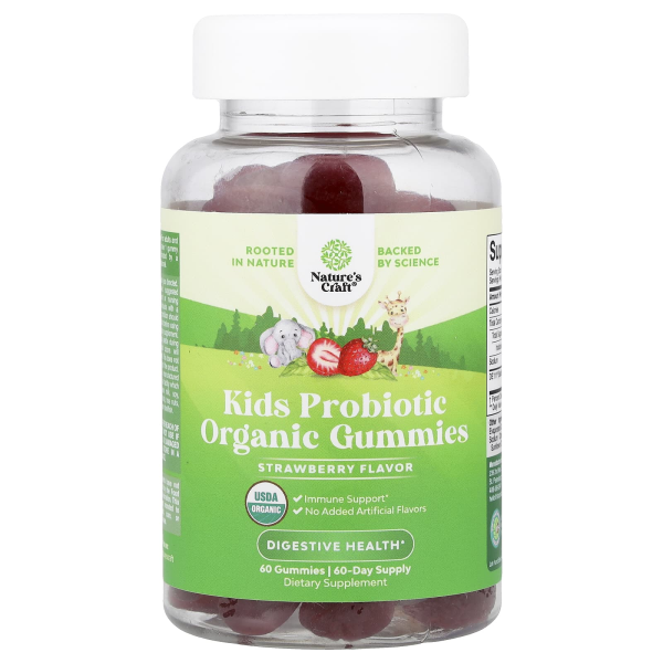 Natures Craft, probiotische Bio-Fruchtgummis für Kinder, Erdbeere, 60 Fruchtgummis