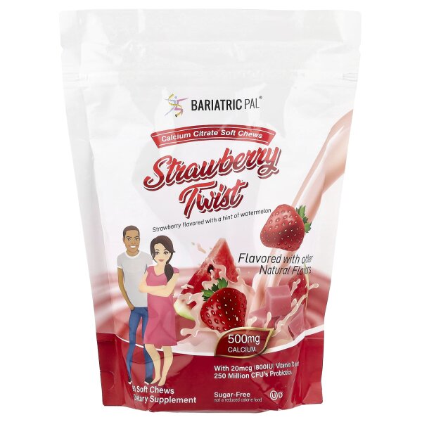 BariatricPal, weiche Calciumcitrat-Kau-Snacks, Erdbeer-Twist, 90 weiche Kau-Snacks