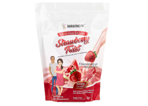 BariatricPal, weiche Calciumcitrat-Kau-Snacks, Erdbeer-Twist, 90 weiche Kau-Snacks