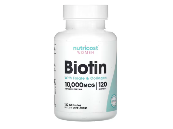 Nutricost, Frauen, Biotin mit Folat und Kollagen, 10.000 mcg, 120 Kapseln