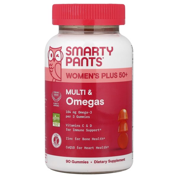 SmartyPants, Multi und Omega Fettsäuren für Frauen ab 50, Orange + Mango, 90 Stück
