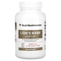 Real Mushrooms-  L?wenm?hne, Pilzextraktpulver, 120 Kapseln