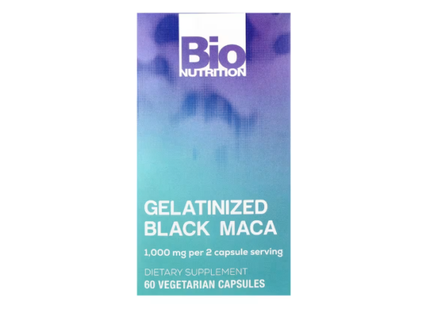 Bio Nutrition, gelatiniertes schwarzes Maca, 60 pflanzliche Kapseln