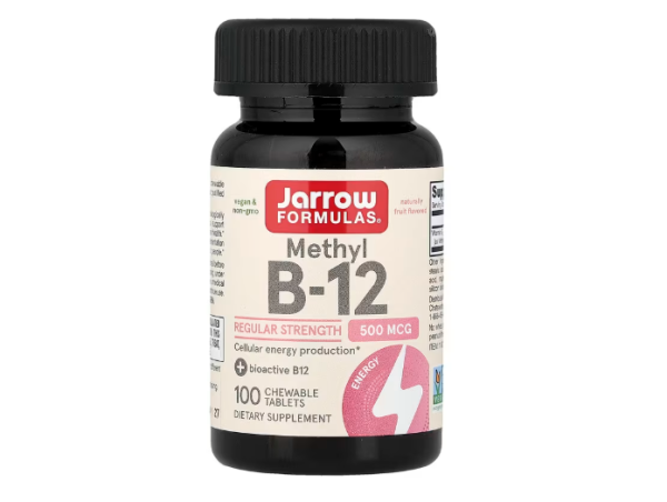 Jarrow Formulas, Methyl B-12, fruchtiger Geschmack, 500 mcg, 100 Kautabletten