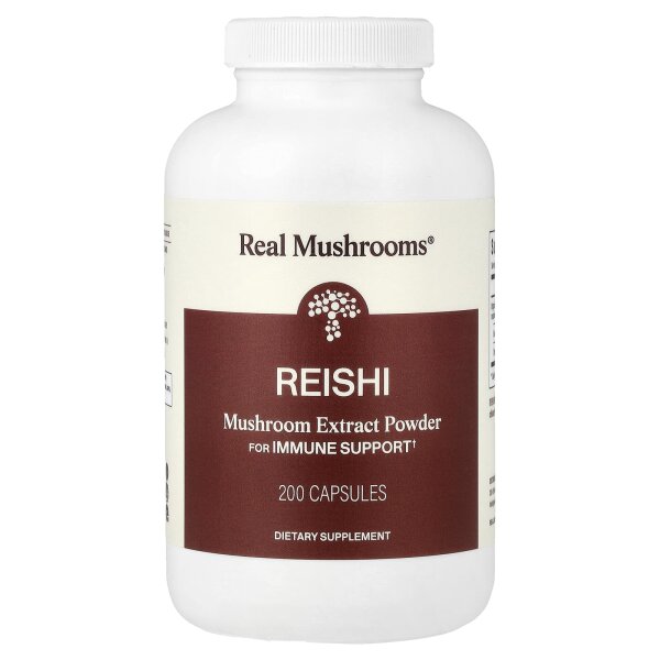 Real Mushrooms, Reishi-Pilzextraktpulver, 200 Kapseln