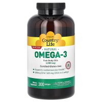 Country Life, Omega-3, 1000 mg, 300 Weichkapseln - DE Versand via DHL