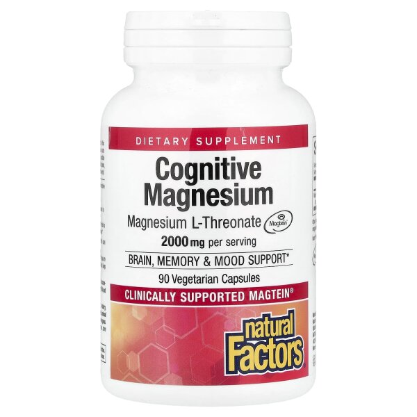 Natural Factors, Cognitive Magnesium, kognitives Magnesium, 90 pflanzliche Kapseln
