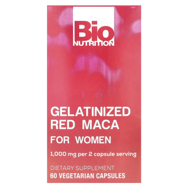 Bio Nutrition, gelatiniertes rotes Maca für Frauen, 60 pflanzliche Kapseln