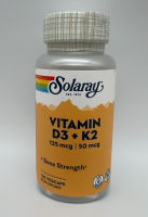 Solaray, Vitamin D3 125 mcg+ K2 50 mcg, 120 Kapseln