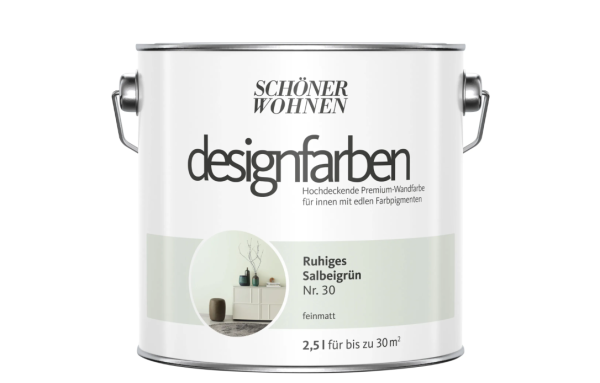 Schöner Wohnen Designfarben Ruhiges Salbeigrün matt 2,5 l Wandfarbe grün