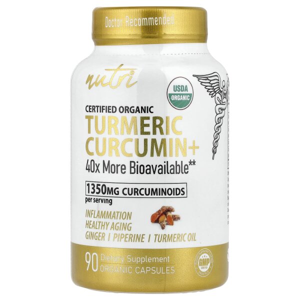 Nutri, Organic Turmeric Curcumin+, Bio-Kurkuma-Curcumin+, 90 Bio-Kapseln
