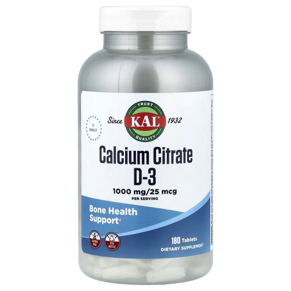 KAL, Calciumcitrat D-3, 180 Tabletten - DE Versand via DHL
