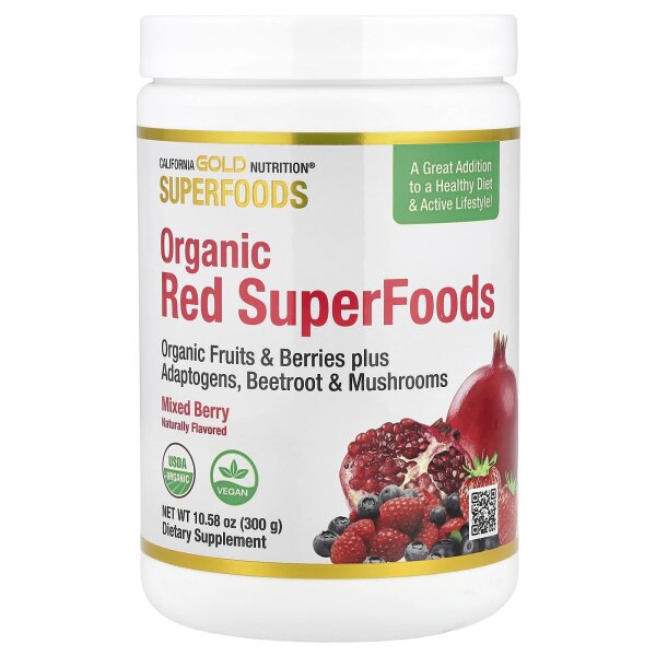 California Gold Nutrition, rote Superfood, Cranberry,Heidelbeerpulver, 300 g