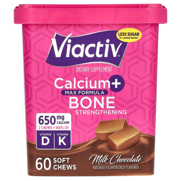 Viactiv, Calcium + Bone Strengthening, Max Formula, Milchschokolade, 60 Kau-Snacks