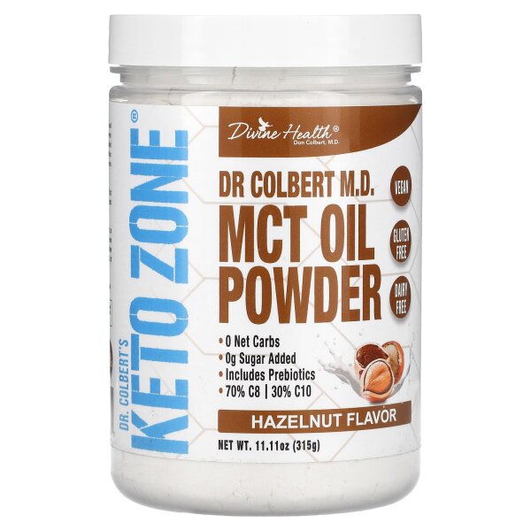 Divine Health, Dr. Colberts Keto Zone, MCT-Ölpulver, Haselnuss, 315 g